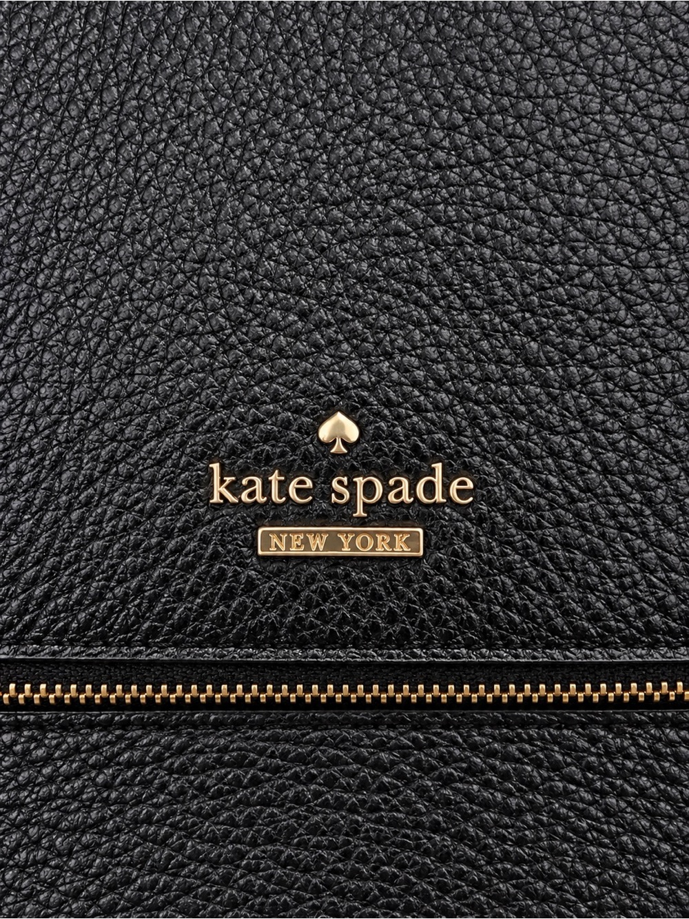 kate spade Black Pebbled Leather Shoulder Bag with Gold Logo